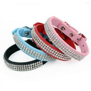 Dog Collars 72 Pcs/lot Bling Rhinestone PU Leather Adjustable Bow Tie Bell Collar Necktie Puppy Kitten Cat Pet