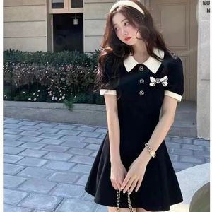 Urban Sexy Dresses Mexzt Sweet Dress Women Preppy Style Bow Slå ner krage miniklänning Student koreansk hög midja kort ärm en linje sundress y2k 230713