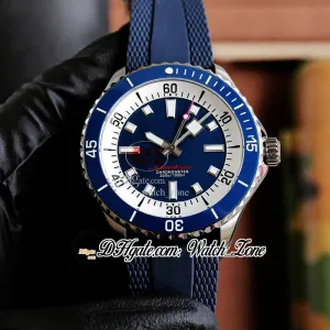 New Dive Superocean 44 A17375E71C1S1 Orologio automatico da uomo Quadrante blu Interno bianco Lunetta in ceramica blu Cassa in acciaio Cinturino in caucciù Orologi da uomo Watchzone C145B9