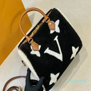 Designer - Pillow Bag Women Handbag Purse Totes Fashion Letters Furry Star Round Print Winter Teddy Bag Gold Hardware Zipper Closure Interior Zipper Pocket