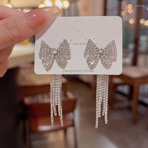Dangle Earrings Women Long Tassel Korean Sweet Butterfly Rhinestone Earring Elegant Geometric Hanging Jewelry