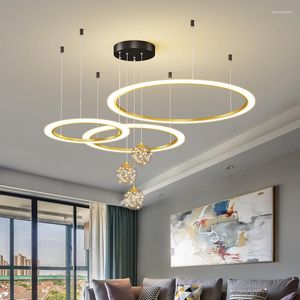 Chandeliers Living Room Post-modern Minimalist Atmosphere Led Dining Bedroom Creative Nordic Circular Light Luxury Lamp