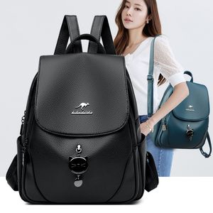 School Bags Fashion Woman's Backpack Versatile Casual Large Capacity Soft Backpack High Quality PU Leather Schoolbag Outdoor Travel Backpack 230712