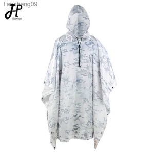 Outdoor Hooded Breathable Rainwear Camo Poncho Army Tactical Raincoat Camping Hiking Hunting Birdwatching Suit Travel Rain Gears