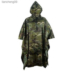 Nieprzepuszczalna płaszcz przeciwdeszczowy Poncho Outdoor Wojskowy taktyczny obozowanie deszczowe wędrówki polowanie ghillie garnitury podróżne sprzęt deszczowy L230620