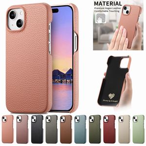 Leechee Litchi Grain PU Leather Hard Cases For Iphone 15 Plus 14 Pro Max 13 12 11 XR XS X 8 6 7 Iphone15 Plastic Mobile Phone Back Cover Skin