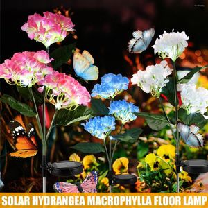 Solar Hortensia Stake Light Lawn IP44 Vattentät 3-huvuden Blomma Landskapslampa i marken Utomhus trädgårdsdekor