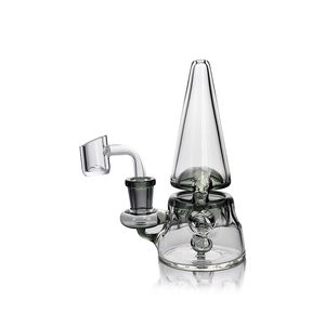 5.71inch Mushroom Mini Clear grey Dab Rig premium borosilicate material glass bong water pipe Hookah with 14mm quartz oil bowl US warehouse retail order free shipping