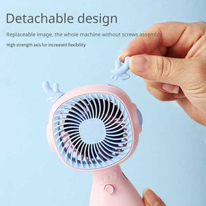 Elektriska fläktar Mini Electric Fan Cartoon USB Small Cooling Fans Rabbit/Deer Ears Form Portable With Lanyard Mute for Home Office Dormitory