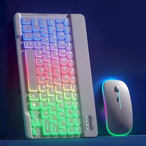 Keyboard Mouse Combos RGB BT and Rechargeable Wireless Russian Spainsh Backlight For ipad for Pad Laptop Tablet 230712