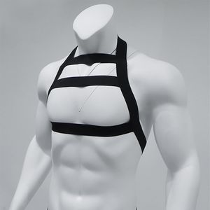 Costume sexy da uomo Nylon Body Chest Harness Altezza Tracolla elastica Gay Fasciatura maschile Scava fuori Lingerie Halter Neck Ni205S