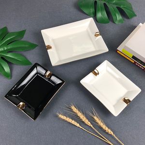 European Cigar Ashfray Tray Creative Ceramic AshTrays Large Square Cigarette AshTray Drop Ship 2 Holders Factory Direct Sale