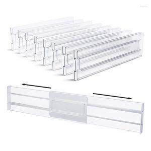Clothing Storage Drawer Dividers 8 Pack Adjustable 3.2 Inch High Expandable From 11-20.6 Kitchen Organizer Clear Plastic