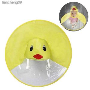 Creativo Parapioggia per bambini Cute Cartoon Duck UFO Impermeabile per bambini Ragazzi e ragazze Ombrello Cappello Poncho antivento Rain Gear Hot L230620