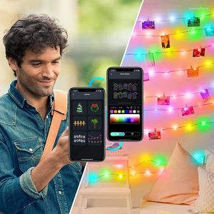 Stringhe Albero di Natale Luci a stringa RGB Telecomando intelligente Lampada a ghirlanda a LED Decorazione per camera da letto fata per esterni
