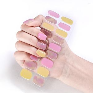 Nagelklistermärken Solid Color Korean Dekorationer Set 3D Nails Polish Wraps Fashion Design Semi Cured Gel Art Tips