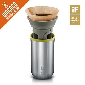 Coffee Pots WACACO Cuppamoka Coffee Pot Portable Drip Coffee Maker with 10 Cone Paper Filter Stainless Steel Pour Over Coffee Brewer 230712