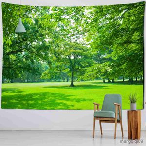 Tapestries Blue Sky And Forest Tapestry Wall Hanging Nature Scenery Boho Style Tropical Plants Home Art Background Cloth Decor R230713