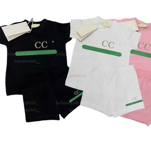 21 estilos de conjuntos de roupas de bebê de verão estampados de luxo agasalho 100% algodão crianças meninos meninas camisetas de manga curta conjuntos de shorts infantis roupas esportivas