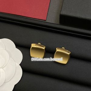 Złote kwadratowe kolczyki luksusowa biżuteria 18k plastowane klasyczne kolczyki dla pary prezent świąteczny
