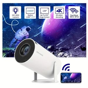 HDR HY300 Mini-Smart-tragbarer Projektor für Heimkino im Innen- und Außenbereich, Großbilderlebnis mit Premium 360, kompatibel mit IOS/Android/HDMI/USB,