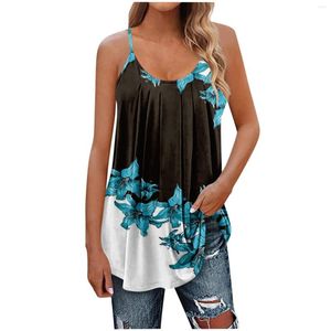 Women's Tanks Summer Sexy Sleeveless Spaghetti Strap T-shirt Printed Tops Hygroscopic Breathable Plus Size Roupas Feminina