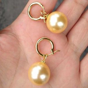 Dangle Küpeler 16mm Moda Sarı Güney Deniz Kabuğu İnci 14K Altın Aksesuarlar Hediye Şükran Şükran Şanslı Diy Güzel Paskalya