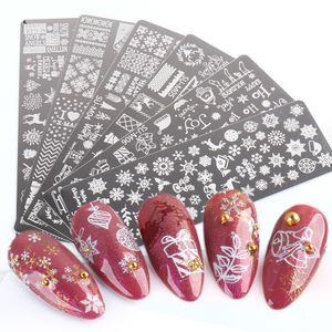 Aufkleber Abziehbilder 6-teiliges Nagelkunst-Stempelplatten-Set Blumen Weihnachten Schneeflocken Tiere Stempelvorlage Polnischer Druck Maniküre TRSUM01061 230712