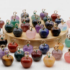 Ciondolo mini mela gioielli in pietra naturale alla moda cristallo quarzo agate ciondoli creazione di gioielli di Natale