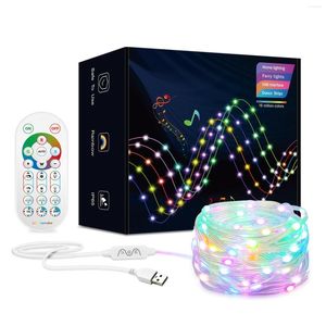 Dizeler Akıllı LED String Işık Işıkları Rgbic Uygulama Müzik Senkronizasyonu IP65 Kapalı Açık Yatak Odası Partisi Tatil Noel Ağacı Dekoru