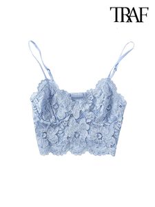 Women's Tanks Camis TRAF Women Sexy Fashion Lace Bralette Cropped Tank Top Vintage Backless Adjustable Thin Strap Female Camis Chic Tops 230713