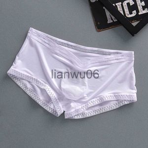 Underpants Sexy Hot Selling Ice Silk Men Underwear Seamless Transparent Boxer Shorts Ultrathin Breathable Comfortable Panties Underpants J230713