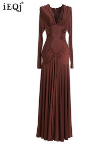 Urban Sexy Dresses IEQJ High End Pleated Dress For Women Gathered Waist Long Luxury Evening Elegant Female Clothing 2023 Spring 3WQ3685 230712