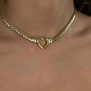 Saza jeae klasik kalp kolye kadınlar için gerçek altın kaplama paslanmaz çelik mücevher setleri basit sevimli yaka para mujer boyun zincirleri