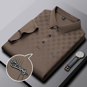 Herrpikétröjor Lyx designerbroderi pikétröjor Mode Sommar Herrkläder Lapel Business Casual Kortärmade T-shirts med knappar 230712