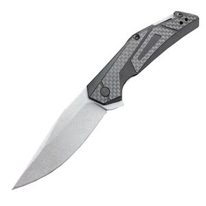 KS1370 Wspomagany Nóż Flipper D2 Kamienne Wash Point Point Blade Rączka z włókna węglowego EDC Pocket Folder z pudełkiem detalicznym