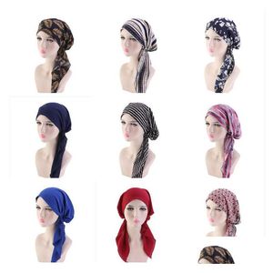 Beanie/Skull Caps Fashion Muslim Headscarf Hat Turban Wigs Cap Long Tail Scorpion Headwear Headband Pirate Chemotherapy Hair Accesso Dhidp