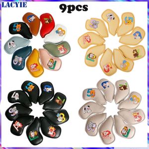 Другие продукты для гольфа 9шт/установка портативного PU Golf Club Club Covers Covers Golf Golf Head Cover Set Accessories Golf Putter Cover Golf Headcover 230712