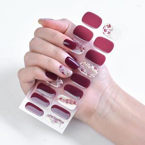 Adesivos para unhas de polimento de gel semicuráveis do ano, à prova d'água, duráveis, tiras UV, envoltórios para mulheres, arte faça você mesmo