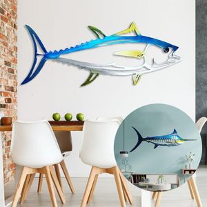 Dekoratif Nesneler Figürinler Tuna kolye dekorasyon köpekbalığı metal duvar sanat dekor iç ev dekorasyon asılı süs duvar dekorasyonu deniz dekor 230712