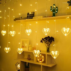 Saiten LED Herz Lichterkette Vorhang Home Decor Hochzeit Valentinstag TV Hintergrund Wand Party Outdoor