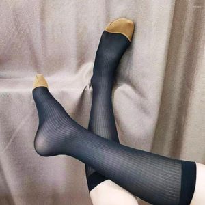 Men's Socks Fashion Mens Knee High 1 Pairs Breathable Casual Dress Long Nylon See Through Sexy Stockings