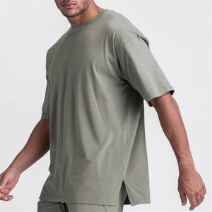 Men's T-Shirts Men Running Sports Loose Oversized T-shirt Fitness Thavag Short Sleeve Cotton Summer Men's Bodybuilding Workout Top Man 230712