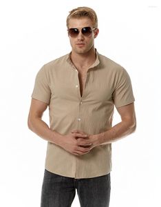 Männer Casual Hemden 2023 Sommer Koreanischen Stil Einfache Wilde Baumwolle Leinen Männer Lose Feste Farbe Für Größe S-XXL