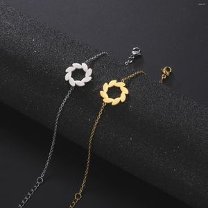 Cavigliere Dreamtimes Simple Women's Spiral Flower Pendant Feet Chain Acciaio inossidabile Fashion Summer Beach Footwear