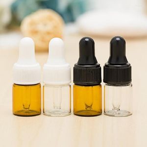 Storage Bottles 50/100pcs 2ml Mini Glass Bottle White Pipette Dropper Clear Brown Essential Oil Cosmetic Essence Black