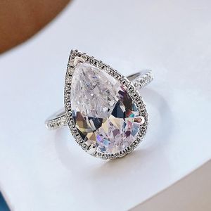 Cluster Rings Pear-shaped Water Drop Engagement Ring S925 Silver Fashion Personality Factory Spot