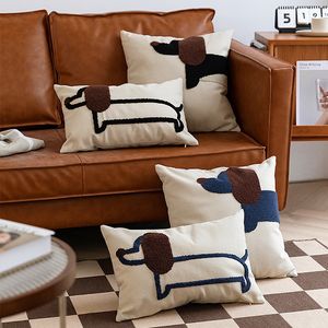 Federa per cuscino Decorazioni per la casa Cuscino per divano Federa per cuscino Nordic Dog Modello Fiore di lino Federa Tessile Camera da letto Mobili Federa 45 * 45 230712