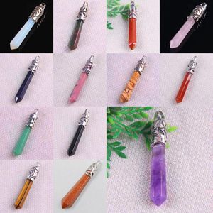 Pendant Necklaces Agate/Stone/Opal/Amethyst/Sandstone/Rose Crystal/Rhodonite/Tigereye GEM Jewelry Pendulum