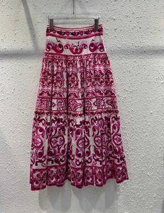DoGG Home skirts Women's Designer Dresses Wonder Land brand tag silk Street luxury brand the dancer courreges Anagram WonderLand Red porcelain printed half skirt